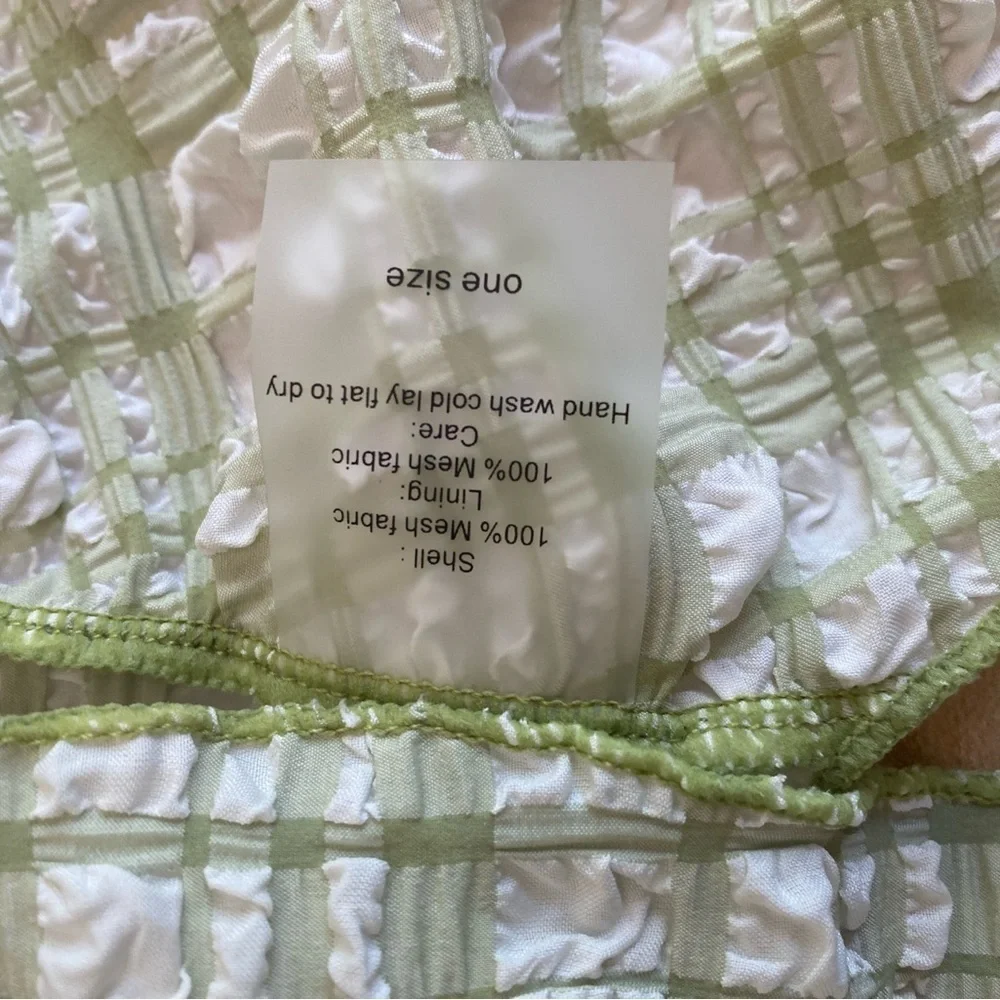 SISTER SWIM Katy Mini Sarong-Tie Green White Checkered Swim Skirt Cover One Size